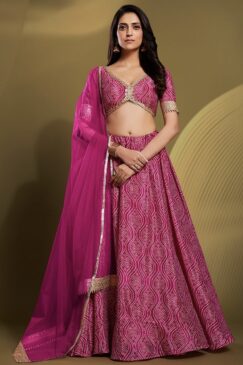 Pink Crepe Lehenga Choli