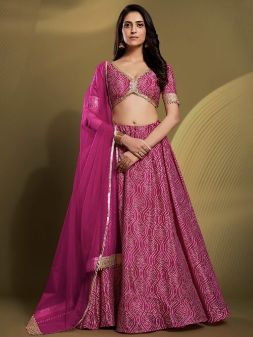 Pink Crepe Lehenga Choli
