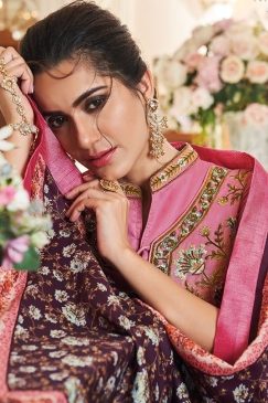 Alternative view of Pink On Wine Palazzo Kameez Suit
