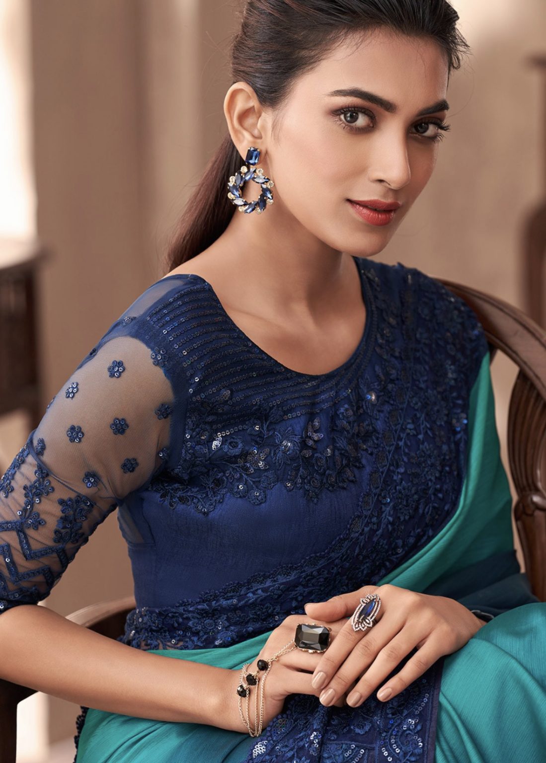 Women Party Wear Designer Soft Silk Blue colour Saree with Zari Border Work