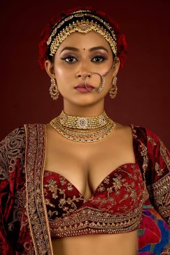 Alternative view of Royal Chiku Velvet Embroidered Bridal Lehenga Choli