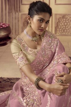 Alternative view of Pink Fancy Silk Wedding Party Wear Saree