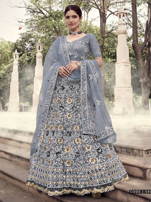 Grey Sequinned Lehenga Choli