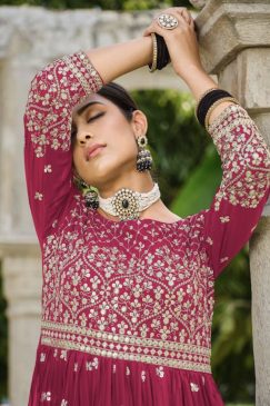 Alternative view of Pink Anarkali Style Palazzo Suit