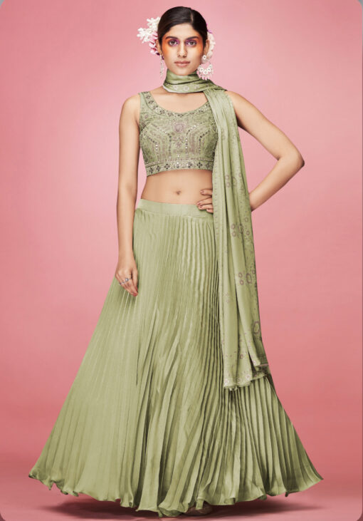 Olive Art Silk Sangeet Lehenga Choli