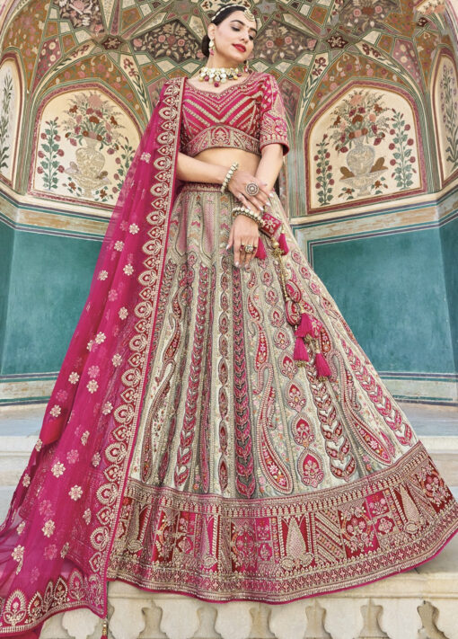 Grey Silk Bridal Lehenga Choli