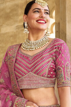 Alternative view of Shaded Pink Silk Bridal Lehenga Choli