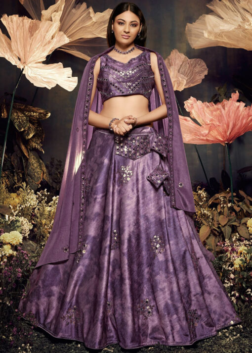 Purple Velvet Lehenga Choli
