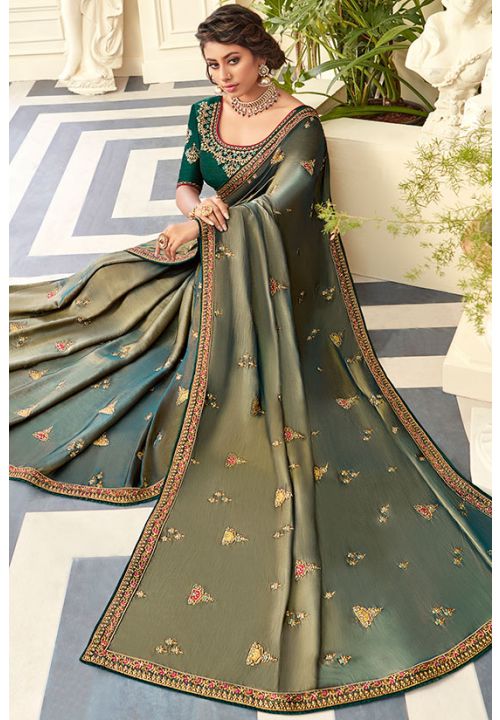 green saree for mehndi function