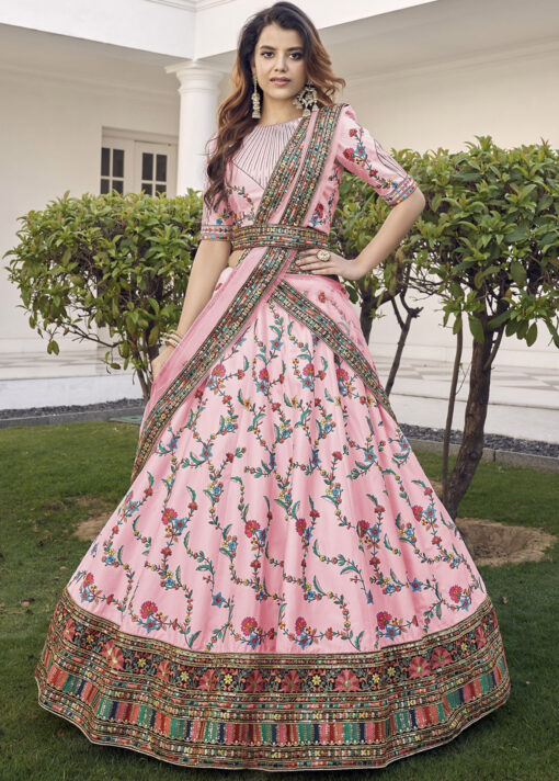 Pink Silk Gota Patti Sangeet Lehenga Choli