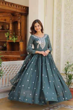 Festival Long Gown and Dupatta for partywear