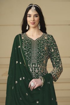 Alternative view of Tealish Green Color Georgette Fabric Anarakli Dress