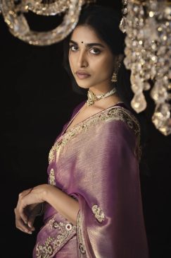 Alternative view of Pink Fancy Embroidered Wedding Saree