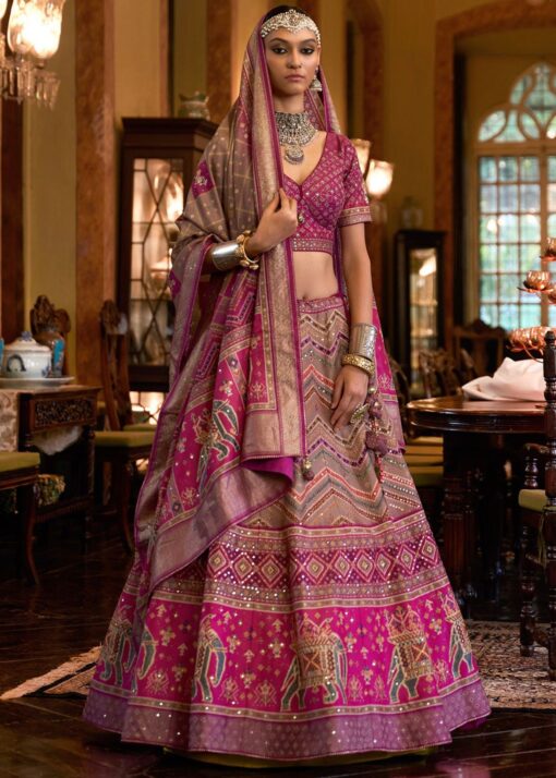 Purple Rajwadi Silk Woven Lehenga Choli