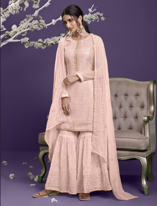 Peach Georgette Sharara Suit