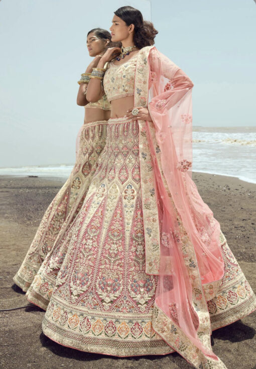 White Net Heavy Bridal Lehenga Choli