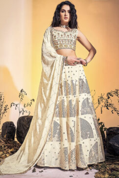Off Cream Party Wear Lehenga Choli