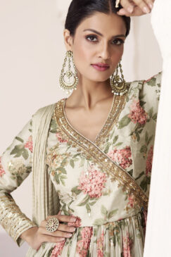 Alternative view of Off White Organza Silk Anarkali Suit