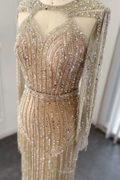 Alternative view of Luxury Modest Silver Embellished Long Sleeve Evening Gown