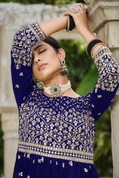 Alternative view of Blue Anarkali Style Palazzo Suit