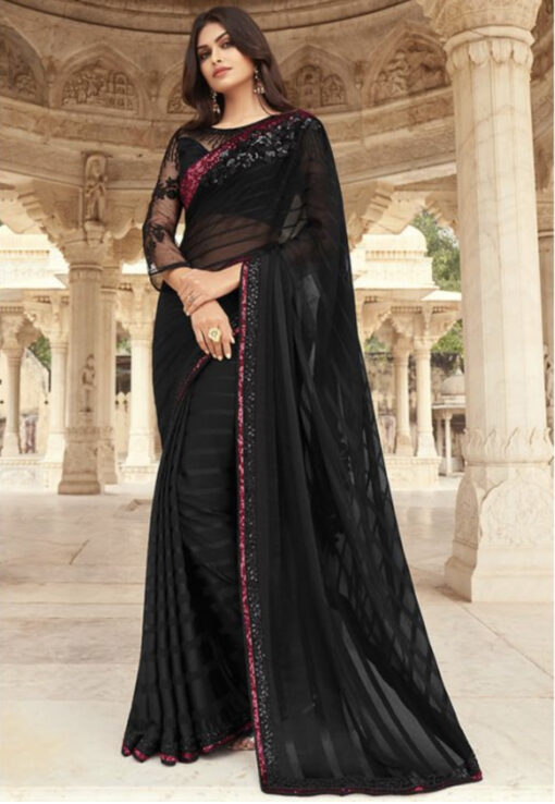 Black fancy saree sales
