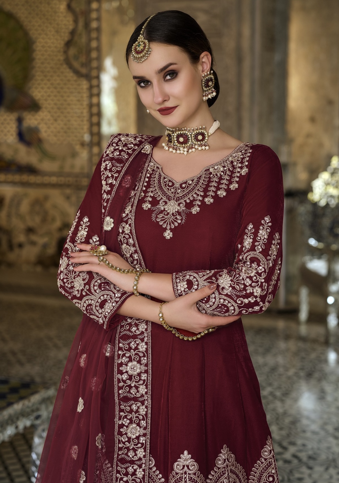 Red velvet on sale anarkali suits