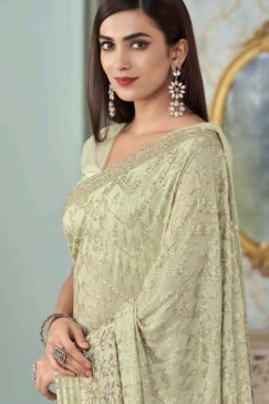 Alternative view of Light Green Georgette Party Wear Saree
