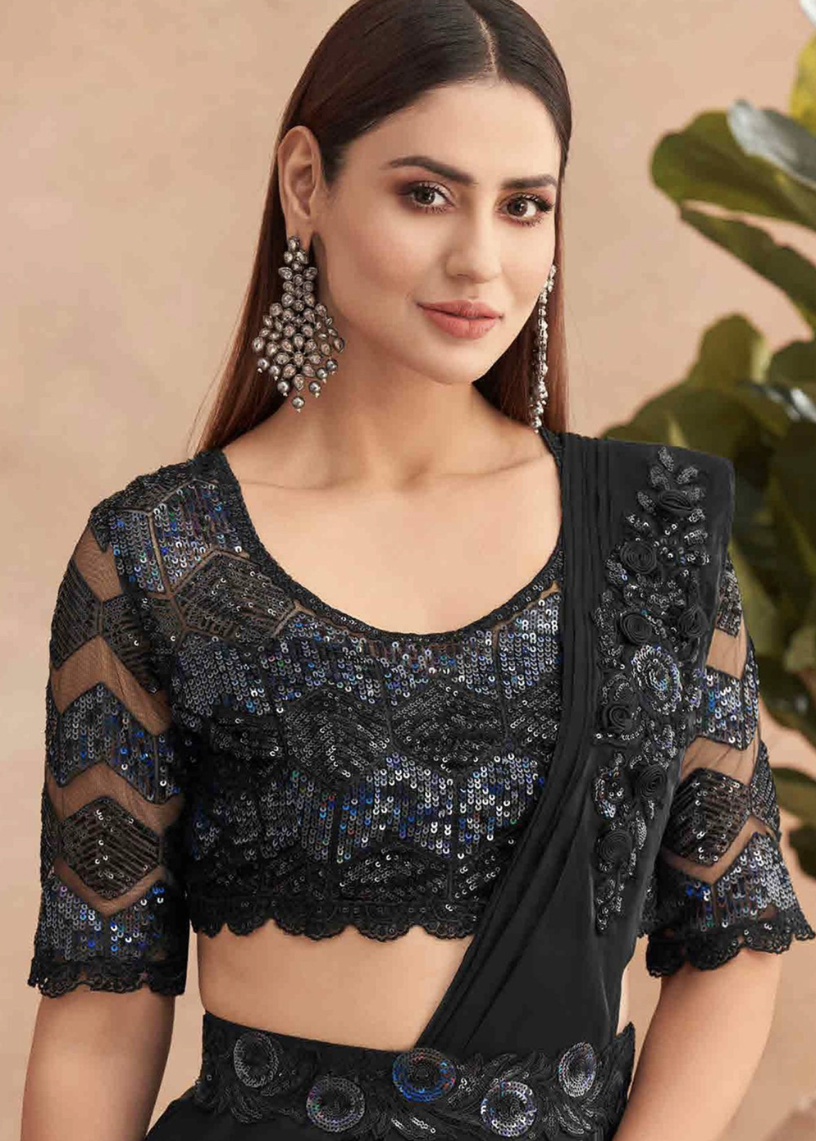 Black Lehenga Style Saree With Belt - Sarees Designer Collection