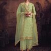 Green Embroidered Party Wear Pant Suit