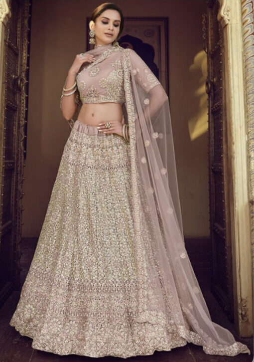 Mauve Net Party Wear Lehenga Choli