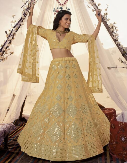 Yellow Organza Lehenga Choli