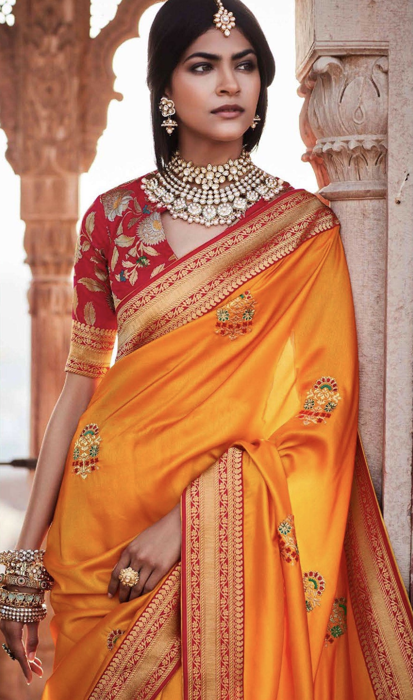 Orange red deals wedding saree