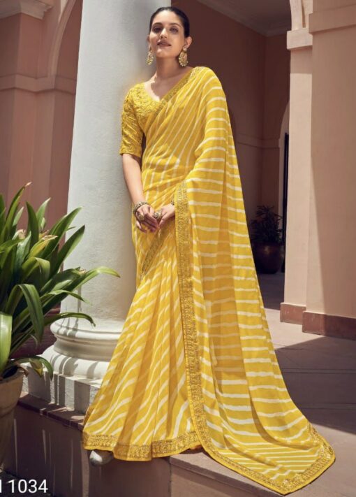 Yellow Georgette Designer Saree