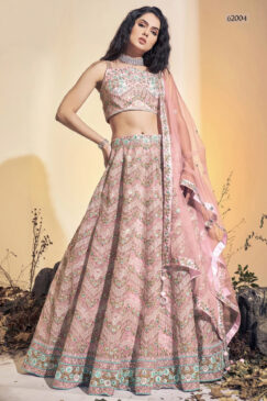 Baby Pink Net Heavy Bridal Lehenga Choli