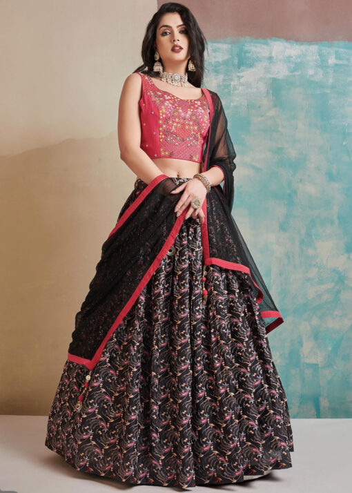 Black and pink lehenga choli 2025