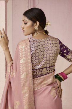 Alternative view of Pink Embroidered Wedding Saree