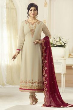 Ayesha Takia Light Beige Georgette Straight Suit