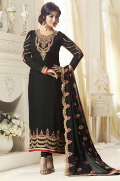 Ayesha Takia Black Georgette Straight Suit