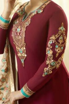 Alternative view of Ayesha Takia Maroon Georgette Straight Suit