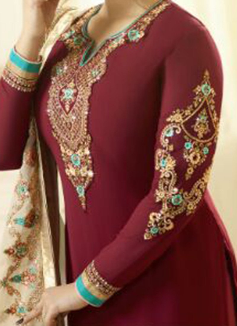 Ayesha Takia Maroon Georgette Straight Suit - Image 2