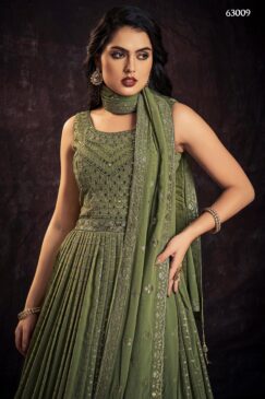 Alternative view of Green Georgette Embroidered Anarkali Suit