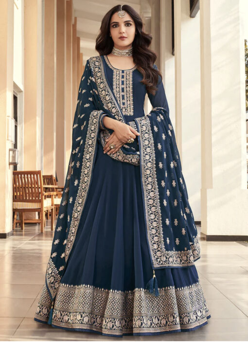 Blue Floor Length Anarkali Suit