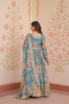 Alternative view of Designer Readymade Gown-Dupatta Collections in Silk Fabric