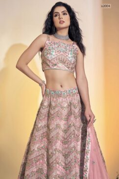 Alternative view of Baby Pink Net Heavy Bridal Lehenga Choli