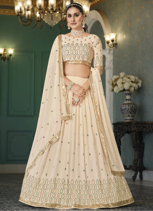 Beige Georgette Lehenga Choli