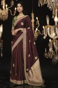 Maroon Fancy Embroidered Wedding Saree