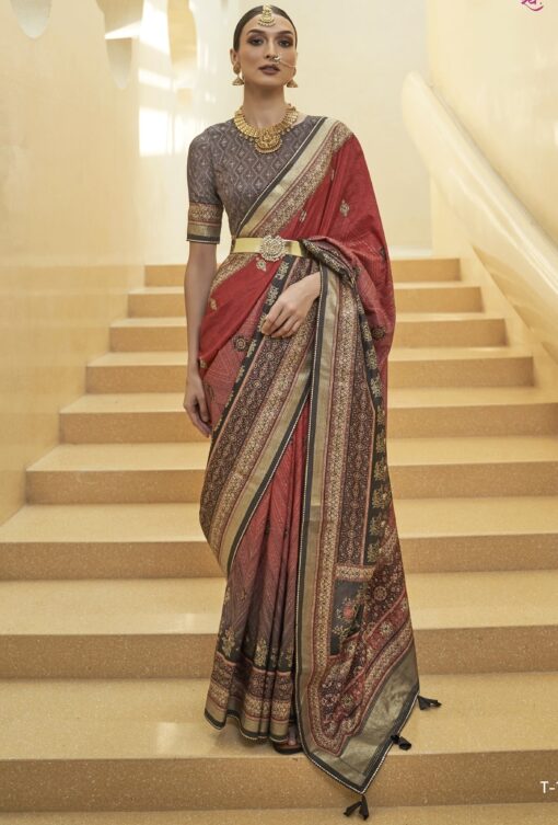 Red Brasso Silk Designer Saree