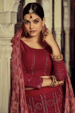 Alternative view of Pink Embroidered Party Wear Lehenga Choli