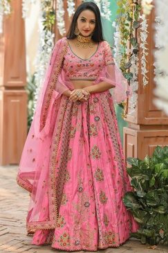 Pink Art Silk Designer Lehenga Choli