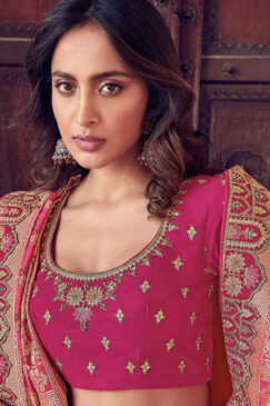 Alternative view of Pink Silk Embroidered Bridal Lehenga Choli